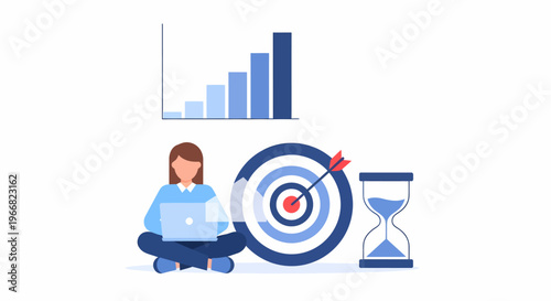 Businessman Sitting With Target Board.