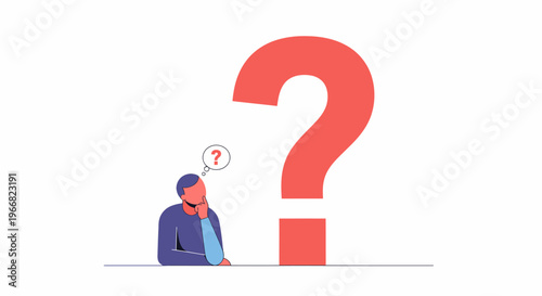 Man thinking with question mark.