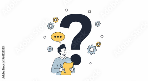 Man thinking with question mark.