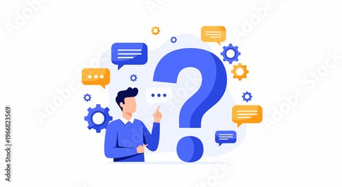 Man thinking with question mark.