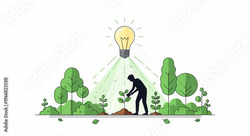 Man Planting Tree in Garden Soil.