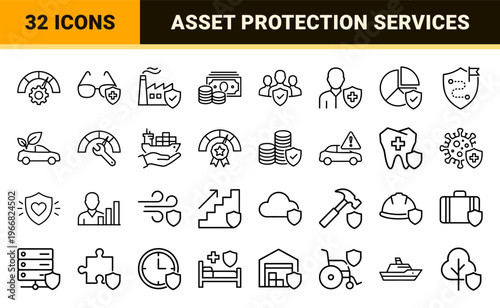 Risk Management and Insurance Services minimalist Monoline Geometric Line Art for Commercial Financial Security and Protection Agency