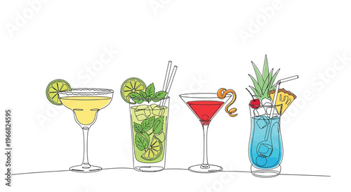 Cocktail Drinks Line Art