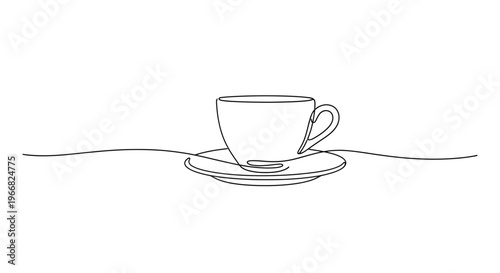 Coffee cup and saucer, simple line art