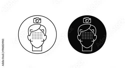 Facial recognition system with camera vector graphic illustration