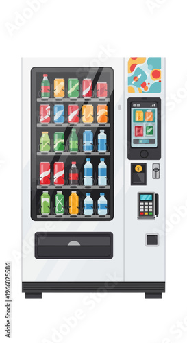 Modern Vending Machine with Assorted Drinks and Digital Payment Interface