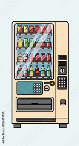 Pixel Art Vending Machine with Assorted Soda Cans and Bottles