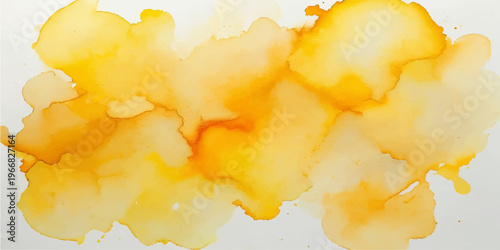 Abstract yellow watercolor splashes frame a delicious bowl of fresh mashed potatoes topped with melted butter and cheese for a healthy dinner
