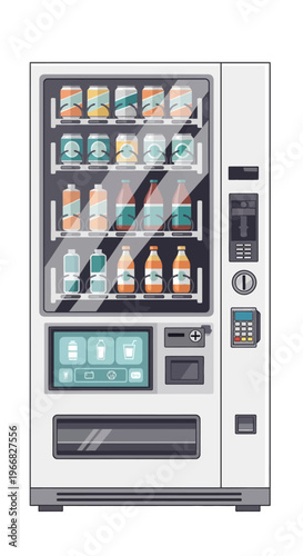 Modern Vending Machine with Assorted Drinks and Digital Interface