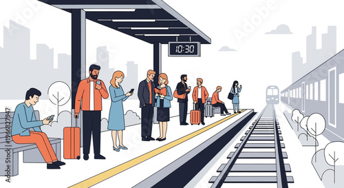 People Waiting for Train at Station Platform