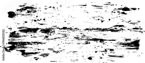 Black Paint Brush Strokes and Splatter Grunge Texture Abstract Vector Background