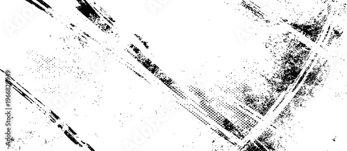 Abstract Monochrome Grunge Texture Background with Distressed Effect and Halftone Pattern Overlay