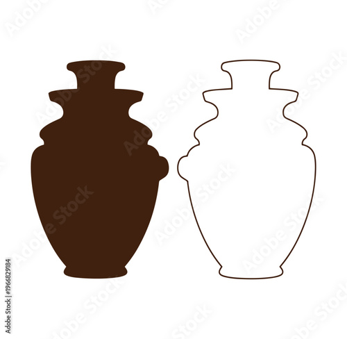 Two different colored vase shapes side by side on white background