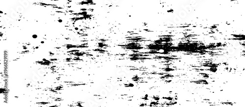 Abstract Black and White Grunge Scratch Texture Overlay Vector Background with Paint Splatters and Rough Distressed Effect