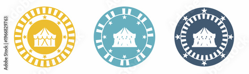 Circus tent icon. Circus tent illustration label design. Design for business. Vector illustration.