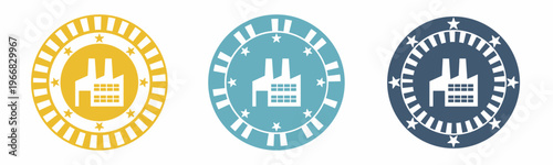 Factory icon. Factory illustration label design. Design for business. Vector illustration.
