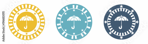 Umbrella icon. Umbrella illustration label design. Design for business. Vector illustration.
