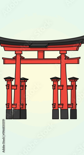 Traditional Japanese Torii Gate Illustration