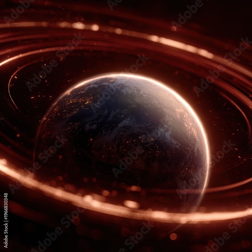 planet earth surrounded by wildfire rings climate crisis