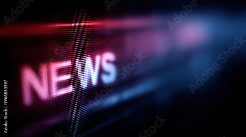Internet news concept with digital screen showing breaking news headlines