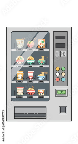 Vending Machine Selling Instant Ramen Noodles and Cup Soup