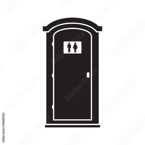 Mobile portable plastic toilet icon used in public places isolated on white background. Chemical bio toilet cabin icon. Restroom WC lavatory stall. Public convenience facilities. Vector illustration