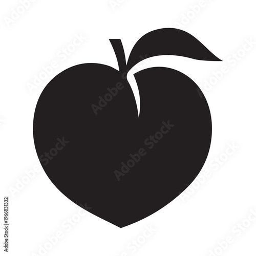 Peach fruit or nectarine with leaf flat vector icon for food apps and websites
