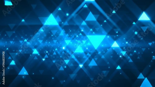 Blue Triangle Abstract Geometric Glowing Digital Pattern, Futuristic Animation Background Style
