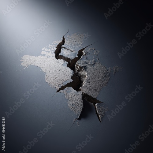 earth cracked into pieces global environmental collapse concept