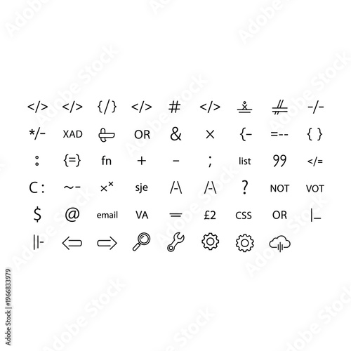 A collection of various mathematical and programming symbols Vector