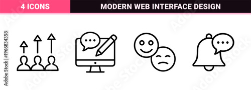 Minimalist Social Media and Digital Communication Monoline Icons for High-End App Interface Design and Web Navigation Systems