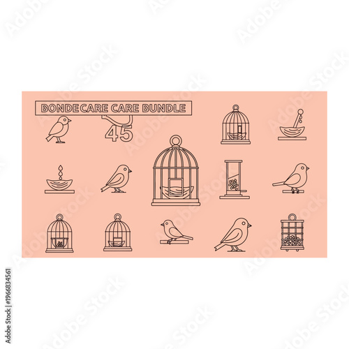 A collection of various birdcages and birds Vector
