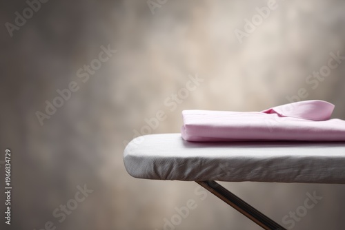 Iron pressing shirt on ironing board household chore concept