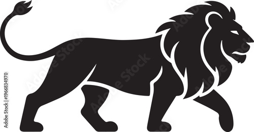 Lion silhouette icon, side view. symbol of courage, bravery and power