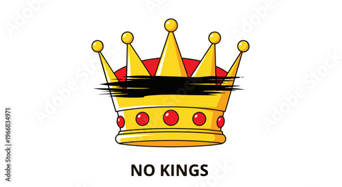 Stylized Golden Crown with Black Stripe and No Kings Text