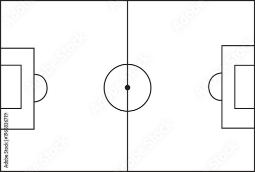 Flat Vector Illustration of Football Pitch with Goal Posts.