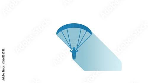 A vibrant blue parachute captured in mid-air with a light shadow beneath it Vector