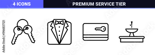 Exclusive Membership Loyalty Program Line Icons Featuring Ultra-Minimalist Geometric Line Art for Premium Rewards and Elite Access Services.