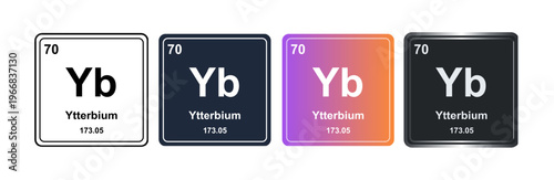 Ytterbium Yb 70 Periodic Table Element Tile. Vector Illustration, Minimalist Design, Isolated on Background, UI Icon Style, Modern Chemistry Graphics.