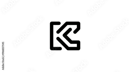 Sleek modern geometric letter K logo design. Minimalist abstract initial icon for branding, corporate identity, and typography concepts.