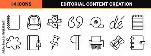 Professional Writing and Editorial Content Creation Ultra-minimalist Monoline Geometric Line Art for Literary Authors and Copywriters