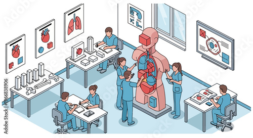 Medical Students Learning Anatomy Using Virtual Reality Technology.