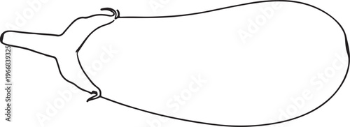 Clean line art illustration of a healthy eggplant, an essential component for diverse culinary creations, emphasizing fresh produce and wholesome, plant-forward eating habits