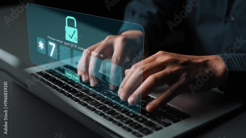 User enters one-time password on laptop for secure login, highlighting importance of cybersecurity and digital authentication in modern technology Sigmoid