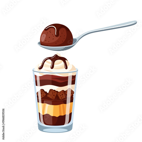 Celebrating National Chocolate Parfait Day with a decadent dessert illustration