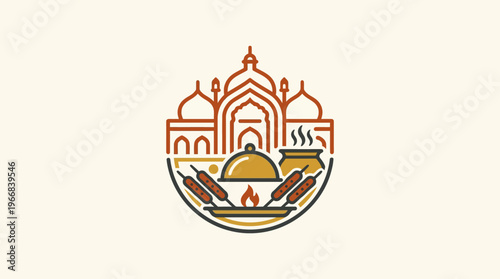Indian Cuisine Logo Design with Traditional Elements