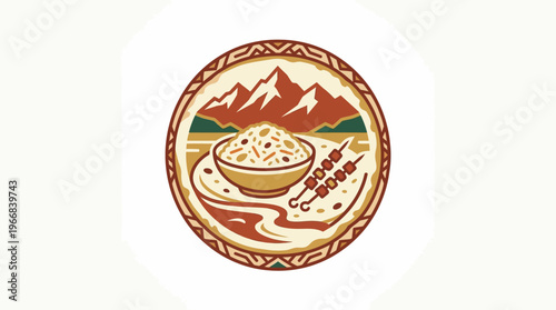 Vector Emblem of Central Asian Cuisine