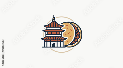 Asian Fusion Food Concept with Pagoda and Taco