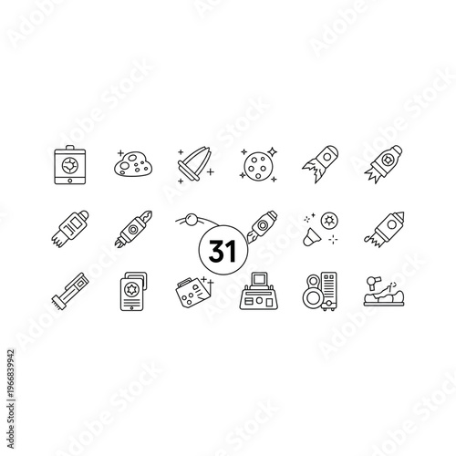 A collection of various office supplies and stationery items Vector