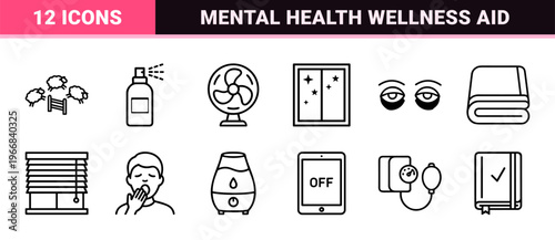 Insomnia and Sleep Disorder Management Ultra-Minimalist Monoline Geometric Line Art for Healthcare Apps and Wellness Journals